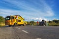 Recovery truck helps a Van on important european road