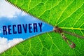 Recovery word under zipper leaf