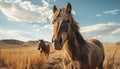 Recreation of wild horses in the field