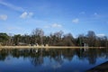 View of the Badesee bathing lake in February at Wuhlheide, 12459 Berlin, Germany