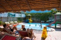 Recreation area with a swimming pool in the spa resort of Thap Ba Hot Springs with hot mud baths and mineral springs