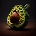 Recreation artistic of avocado tree birthing in avocado fruit