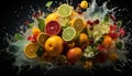 Recreation artistic of citrus as oranges, limes and grapefruits and cherries Royalty Free Stock Photo