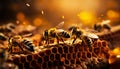Recreation of bees in a comb hive Royalty Free Stock Photo