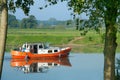 Recreation boat in Dutch water Royalty Free Stock Photo
