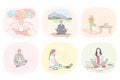 Recreation, business, healthcare, antistress, meditation set concept