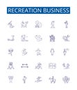 Recreation business line icons signs set. Design collection of Recreation, Entertainment, Amusement, Sports, Leisure