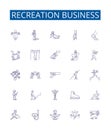 Recreation business line icons signs set. Design collection of Recreation, Entertainment, Amusement, Sports, Leisure