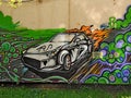 Cool car graffiti near the Palace of culture named after I. M. Astakhov