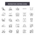 Recreation centres line icons, signs, vector set, outline illustration concept