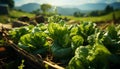 Recreation of fresh lettuces in a orchard outdoor