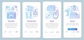 Recreation industries blue onboarding mobile app page screen vector template. Sports, tourism, entertainment