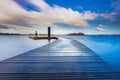 Recreation jetty for swimmers on a large lake Royalty Free Stock Photo