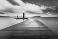 Recreation jetty for swimmers on a large lake Royalty Free Stock Photo