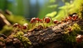 Red ants in a trunk tree Royalty Free Stock Photo