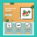 Recreation resort flat landing page website template. Amusement park, ecotourism, adult only resort. Web banner with Royalty Free Stock Photo