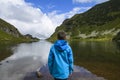 Recreation on the shore of Wildsee lake, Austria