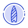 Recreation, Sports, Surfboard, Surfing Blue Dotted Line Line Icon