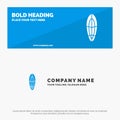 Recreation, Sports, Surfboard, Surfing SOlid Icon Website Banner and Business Logo Template