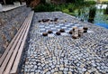 recreation terrace in the park on the waterfront. the tiles in the Royalty Free Stock Photo