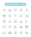 Recreation trip vector line icons set. Recreation, Trip, Holiday, Tour, Vacation, Excursion, Outing illustration outline