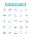 Recreation trip vector line icons set. Recreation, Trip, Holiday, Tour, Vacation, Excursion, Outing illustration outline