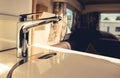 Recreation Vehicle Travel Trailer Sink in Kitchen Area Royalty Free Stock Photo