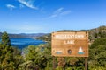 Recreational area, Whiskeytown lake in California  with sign Royalty Free Stock Photo