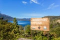 Recreational area, Whiskeytown lake in California with sign