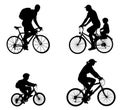 Recreational bicyclists silhouettes Royalty Free Stock Photo