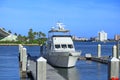 Pleasure boat moored in pier Royalty Free Stock Photo