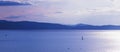 Recreational boating on Lake Champlain in Burlington, Vermont, USA at dusk