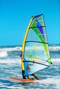 Recreational Extreme Water Sports. Windsurfing. Surfing Wind Act Royalty Free Stock Photo