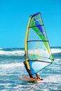 Recreational Extreme Water Sports. Windsurfing. Surfing Wind Act Royalty Free Stock Photo