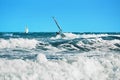 Recreational Extreme Water Sports. Windsurfing. Surfing Wind Act Royalty Free Stock Photo