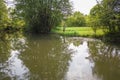 Recreational fisherman at river bank Royalty Free Stock Photo