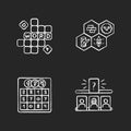 Recreational games chalk white icons set on black background Royalty Free Stock Photo