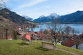 Recreational place weinberg hill, tourist resort Schliersee in march