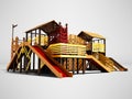 Recreational playground for children with different sports entertainment 3d render on gray background with shadow