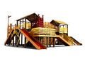 Recreational playground for children with different sports entertainment 3d render on white background with shadow