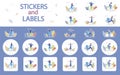 Recreational Pursuit Flat Vector Stickers Set