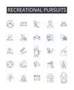 Recreational pursuits line icons collection. Leisure activities, Pleasure seeking, Amusement endeavors, Entertainment