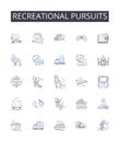 Recreational pursuits line icons collection. Leisure activities, Pleasure seeking, Amusement endeavors, Entertainment