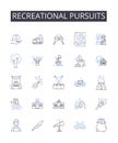 Recreational pursuits line icons collection. Surveys, Data, Analysis, Insights, Demographics, Focus groups, Sampling