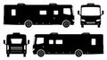 Recreational vehicle black icons vector illustration