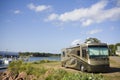 Recreational vehicle parked at harbour