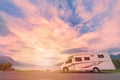 Recreational vehicle at sunset Norway, Europe Royalty Free Stock Photo