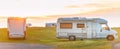 Recreational vehicle at sunset Norway, Europe Royalty Free Stock Photo