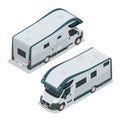 Recreational vehicles for family tourism and vacation. Flat 3d vector isometric illustration