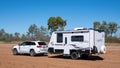 Recreational Vehicles Parked On Side Of Australian Outback Highway